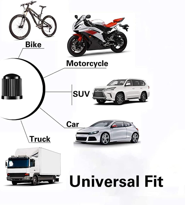 10 Pcs Tyre Valve Caps, Universal Dust Cap - Black Stem Caps - Used on Car Tyres