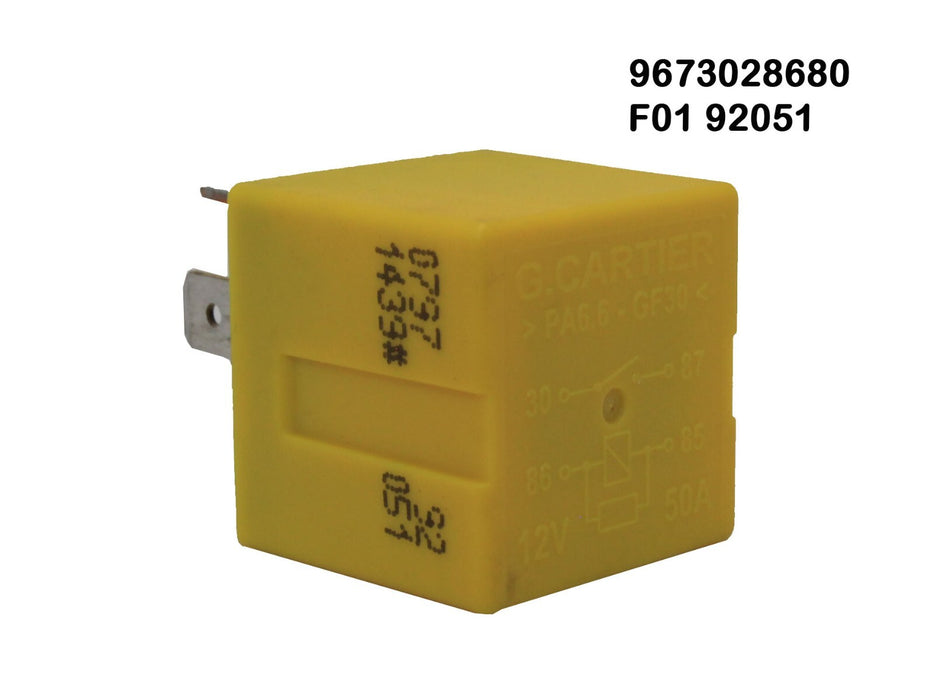 9673028680 Peugeot Citroen (2009-2017) 4-Pin Yellow Relay 50A G.Cartier F0192051