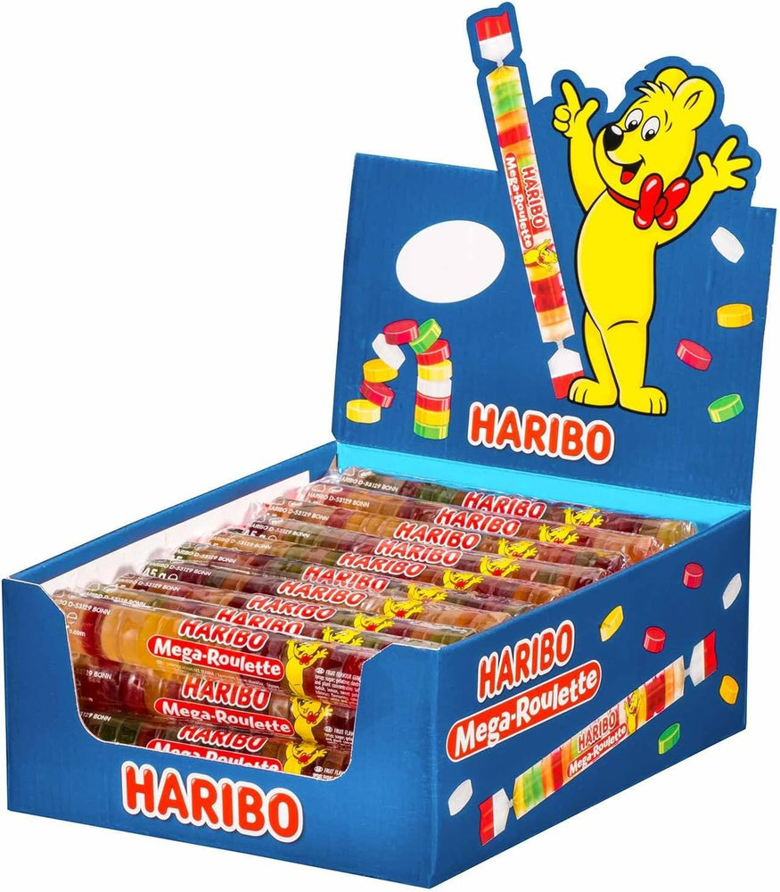 Haribo Mega Roulette Fruit Rubber Wheels Chewy Jellies Pack Of 40 x 45g