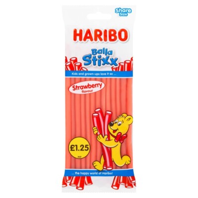 Full Box of 12 Bags HARIBO Strawberry Balla Stixx Bag 140g  Tracked Delivery
