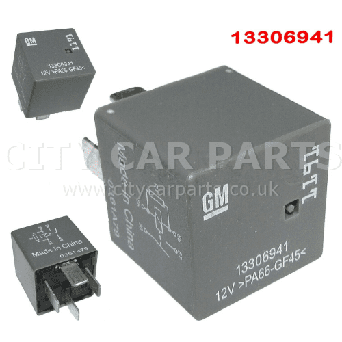 Vauxhall Opel Chevrolet 2008-2017 4-Pin Grey Relay 12V Multi-Use GM 13306941